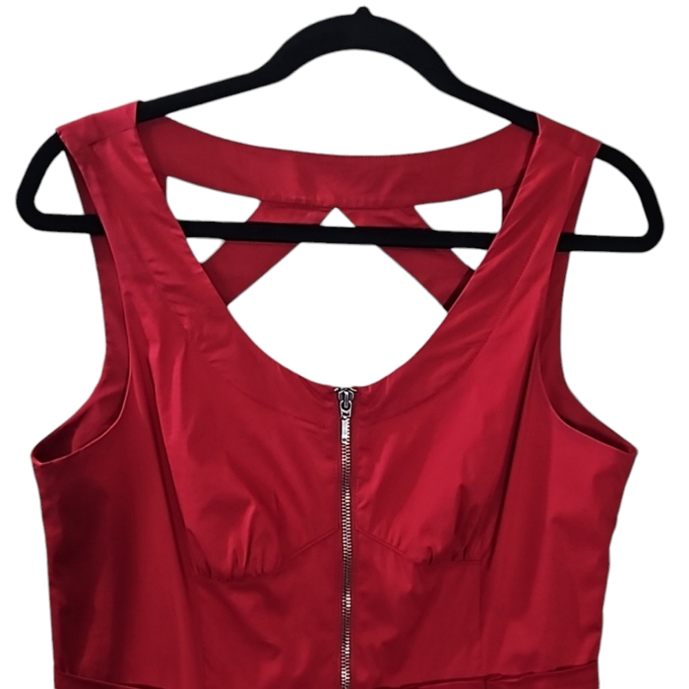 BCBGeneration Little Red Coctail Dress Cutouts Exposed Zipper Size 10 - Picture 6 of 17